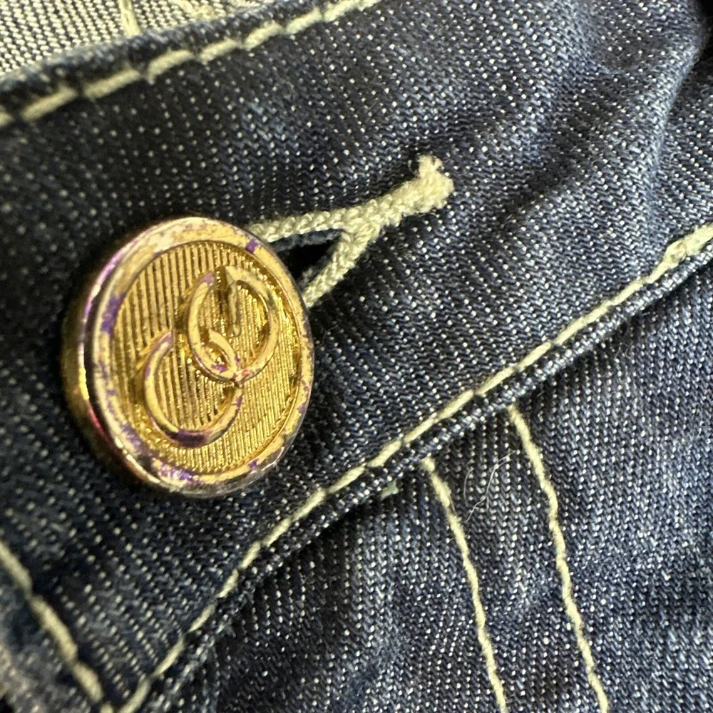COOGI Jeans Womens 9/10 Dark Wash Gold Stud Zip Pocket Low Rise Straight Leg